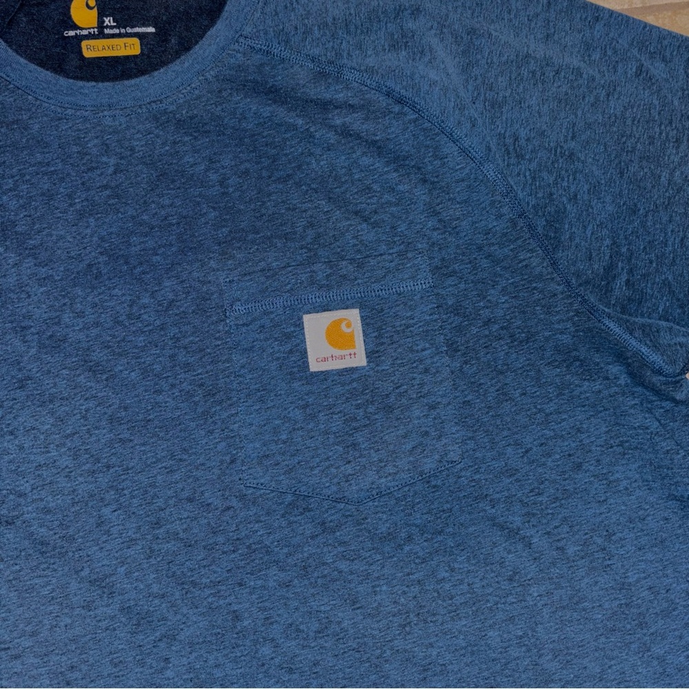 Carhartt Men's Heather Blue Force Short Sleeve Relaxed Fit Tee - Picture 4 of 6